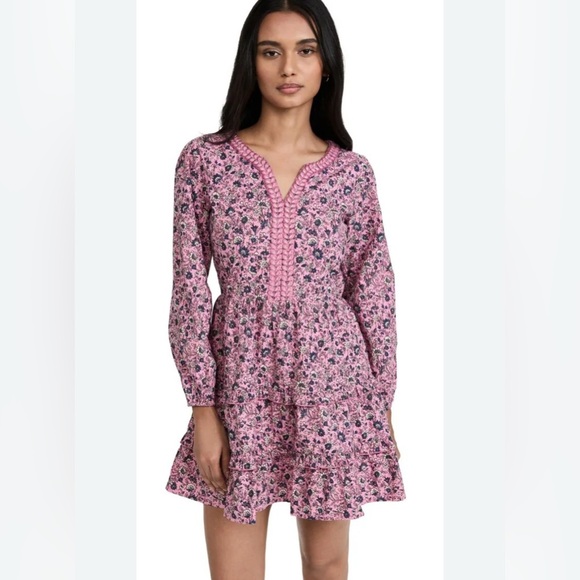 Roller Rabbit | Cluny Print Naema long sleeve mini dress Women’s size S Ruffle - Picture 11 of 11